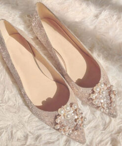 Giày bệt mũi nhọn đính đá